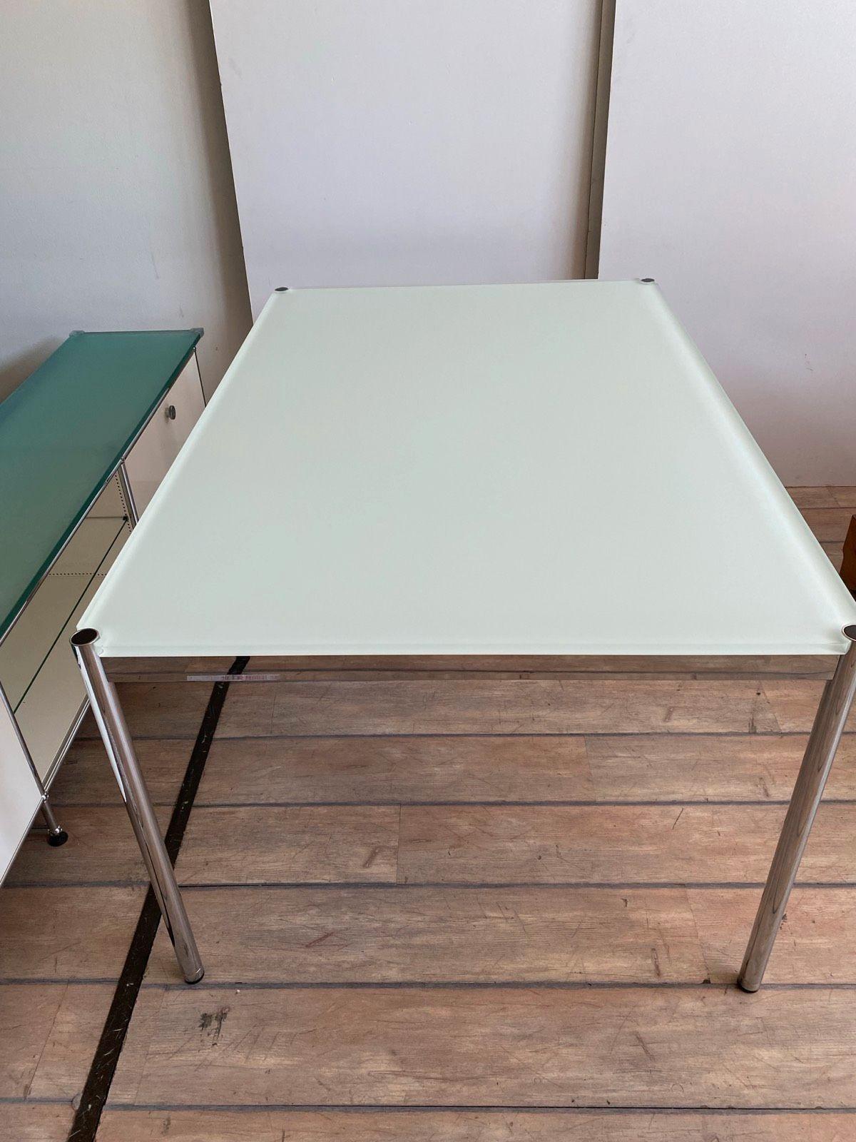 USM Haller Schreibtisch Glastisch Esstisch Besprechungstisch weiß - Bild 2