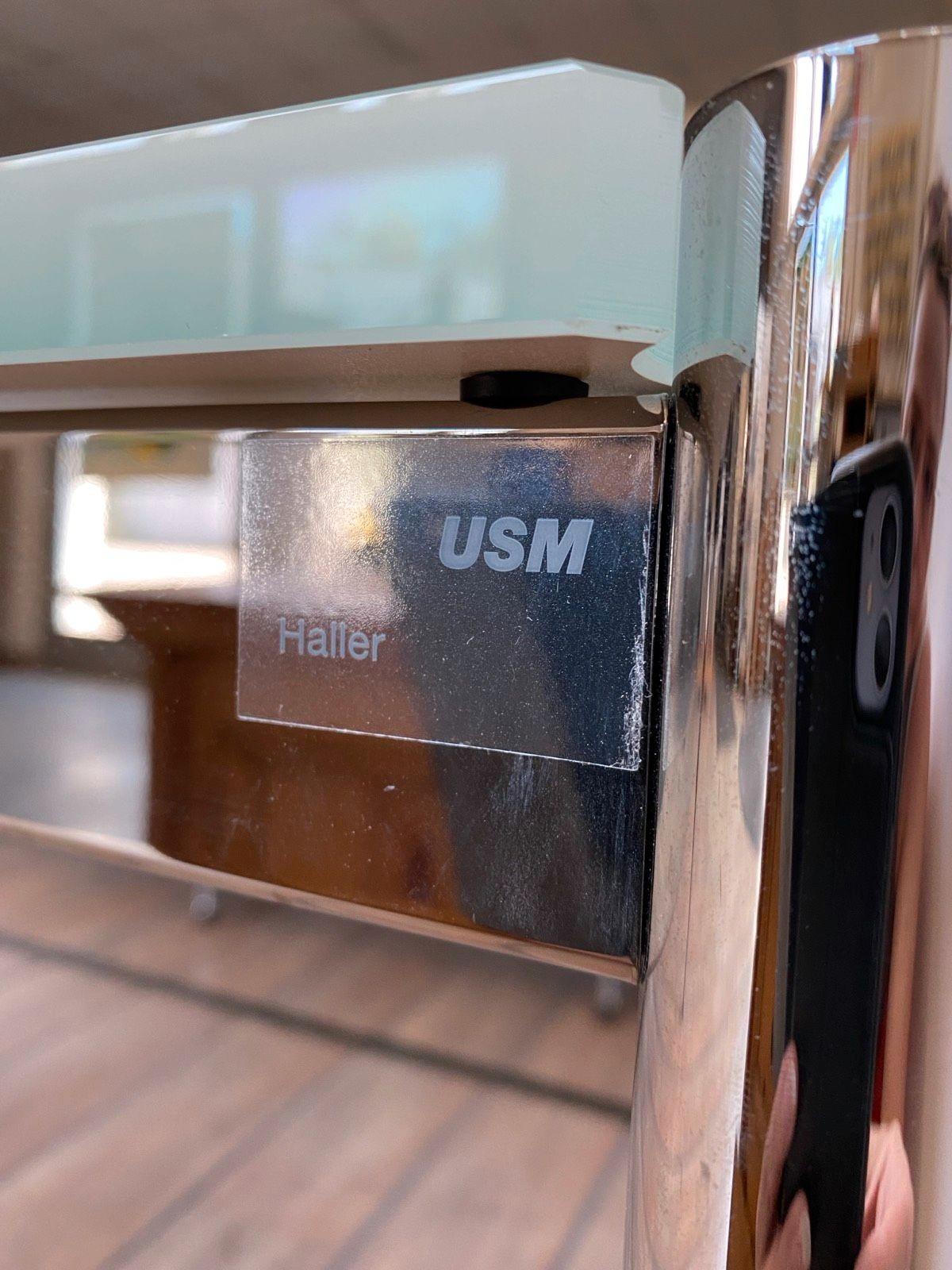 USM Haller Schreibtisch Glastisch Esstisch Besprechungstisch weiß - Bild 5
