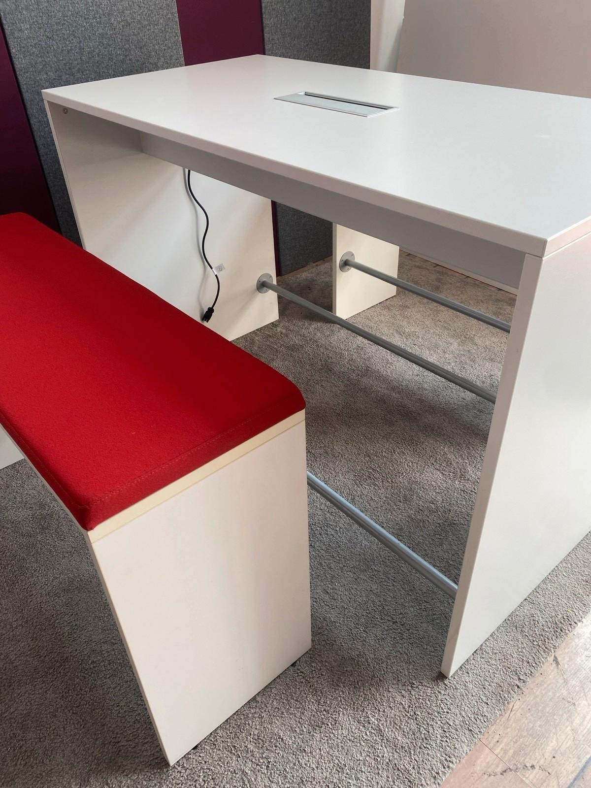 Sitzgruppe Bartisch Esstisch Hochtisch weiß + 2x Bänken rot ❤️‍ - Bild 4