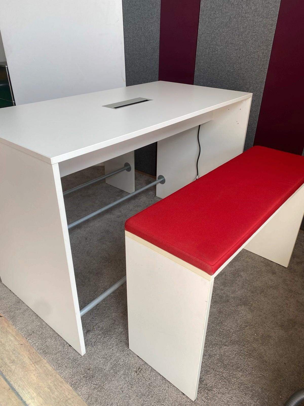 Sitzgruppe Bartisch Esstisch Hochtisch weiß + 2x Bänken rot ❤️‍ - Bild 5