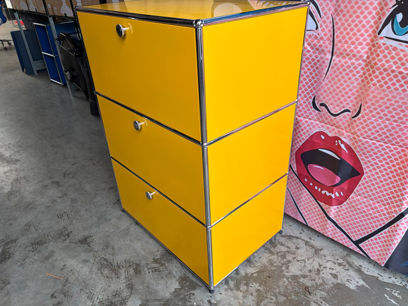 USM Haller Highboard Sekretär Sideboard 3 Klappen Gelb - Bild 3