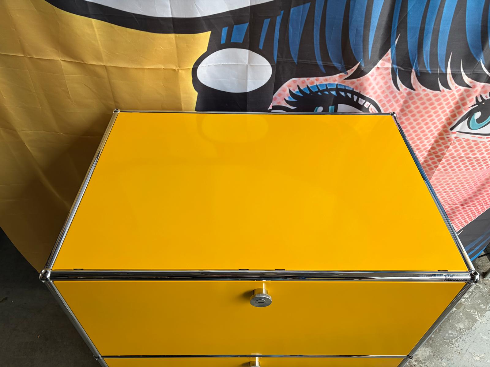 USM Haller Highboard Sekretär Sideboard 3 Klappen Gelb - Bild 4