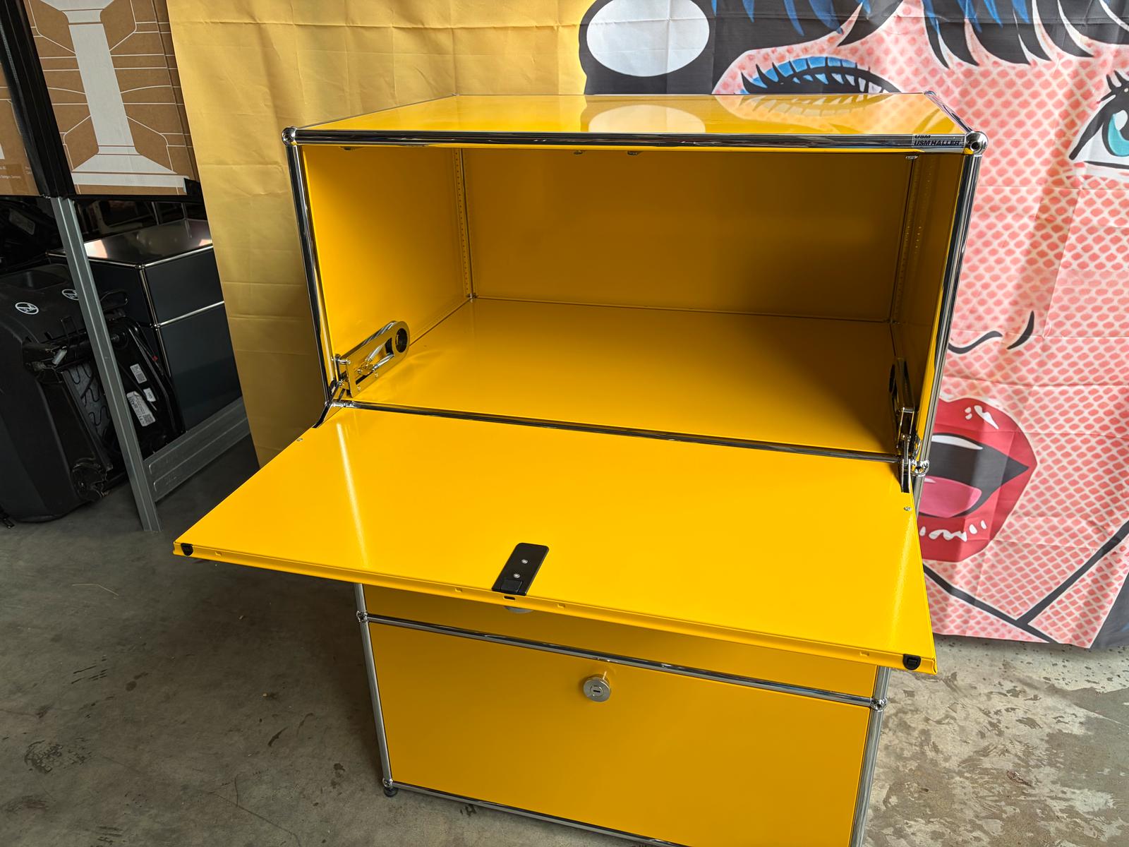 USM Haller Highboard Sekretär Sideboard 3 Klappen Gelb - Bild 7