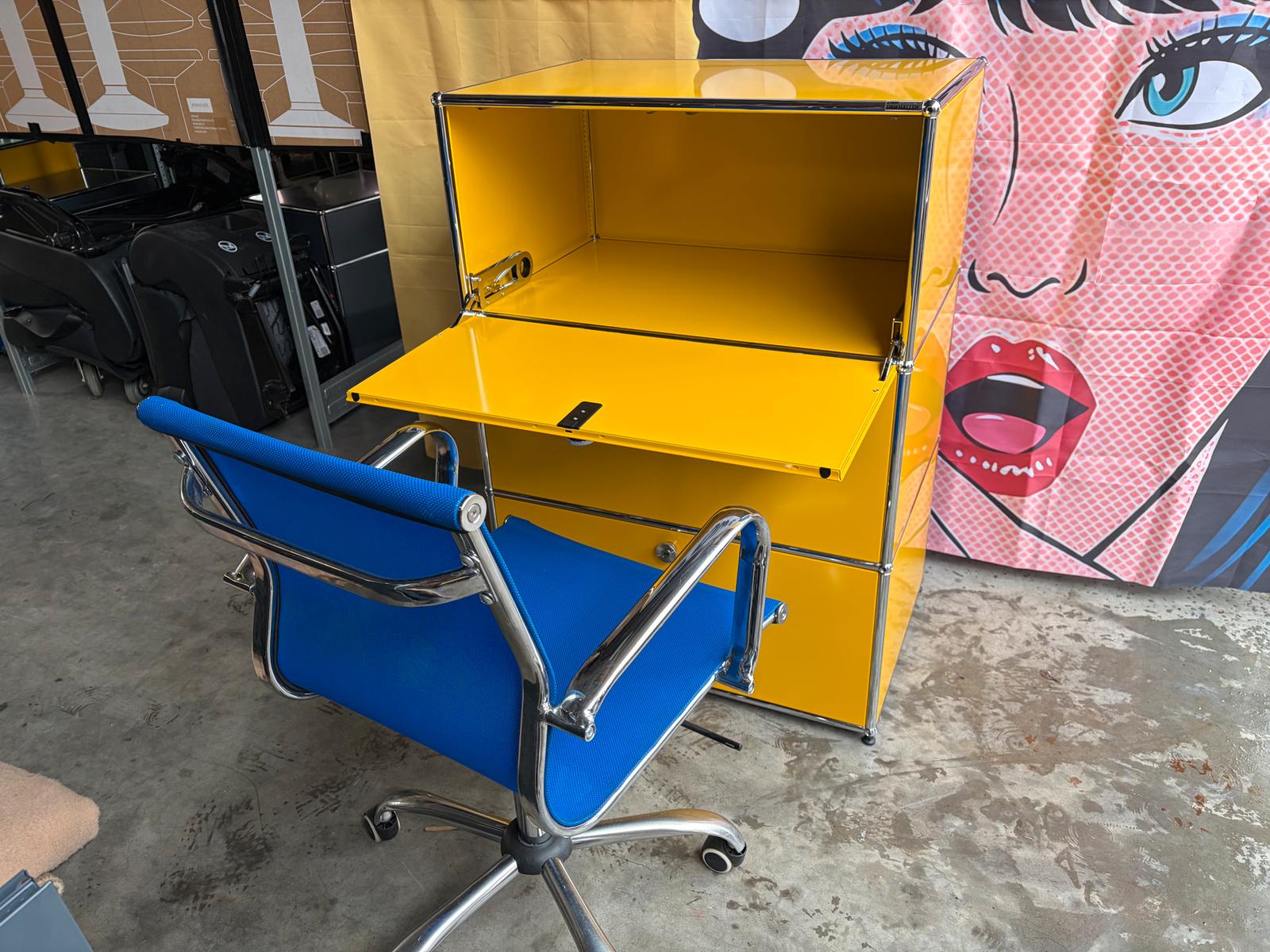 USM Haller Highboard Sekretär Sideboard 3 Klappen Gelb - Bild 9