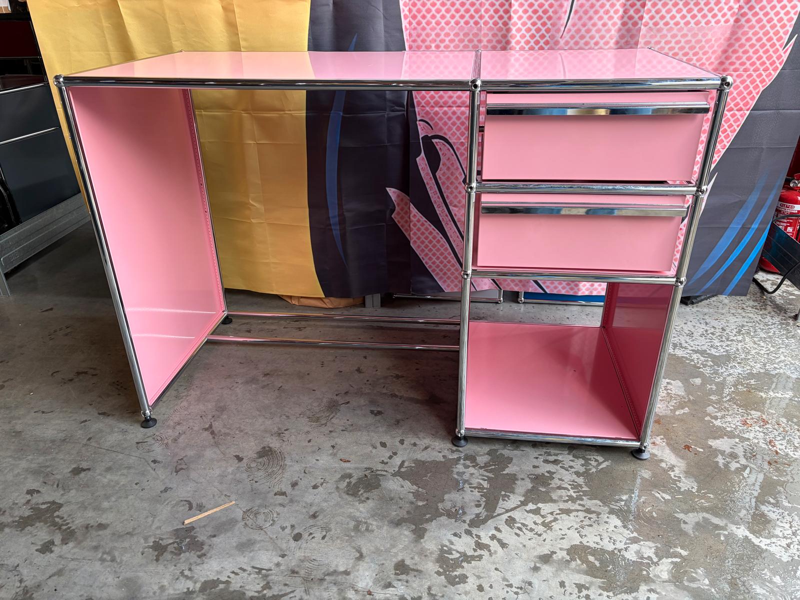USM Haller Arbeitsplatz Schreibtisch Schubladen Pink Rosa - Bild 2