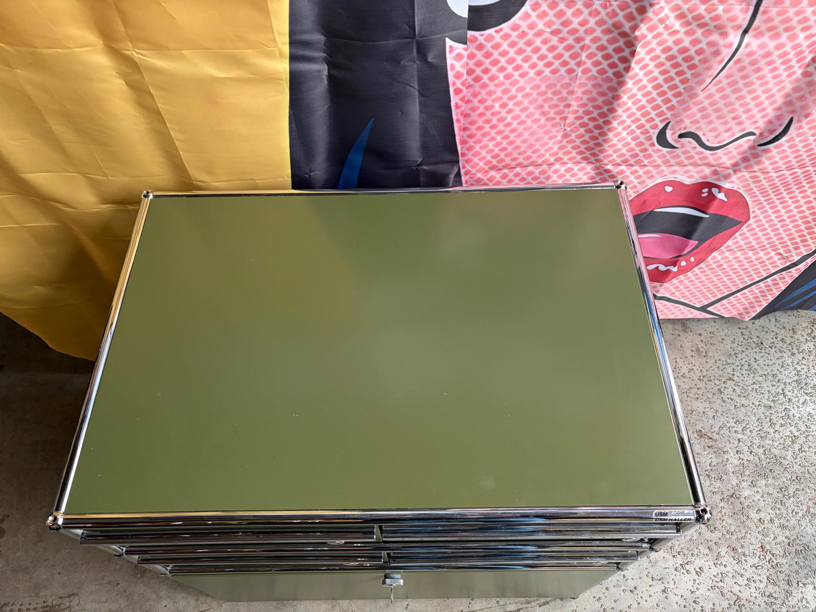 USM Haller Kommode Highboard Schubladen Auszug Oliv Grün - Bild 6