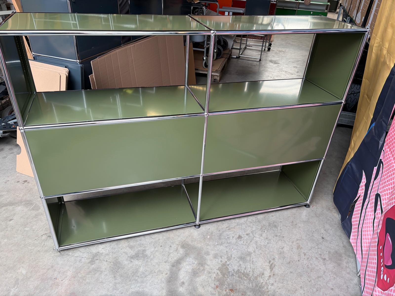 USM Haller Highboard Regal 6 Fächer 2 Akustikklappen Oliv Grün - Bild 12