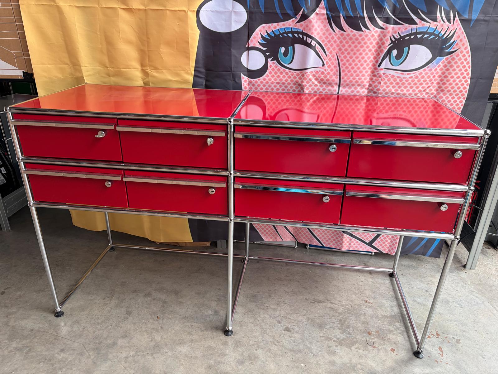 USM Haller Sideboard Board 8 Schubladen Rubinrot