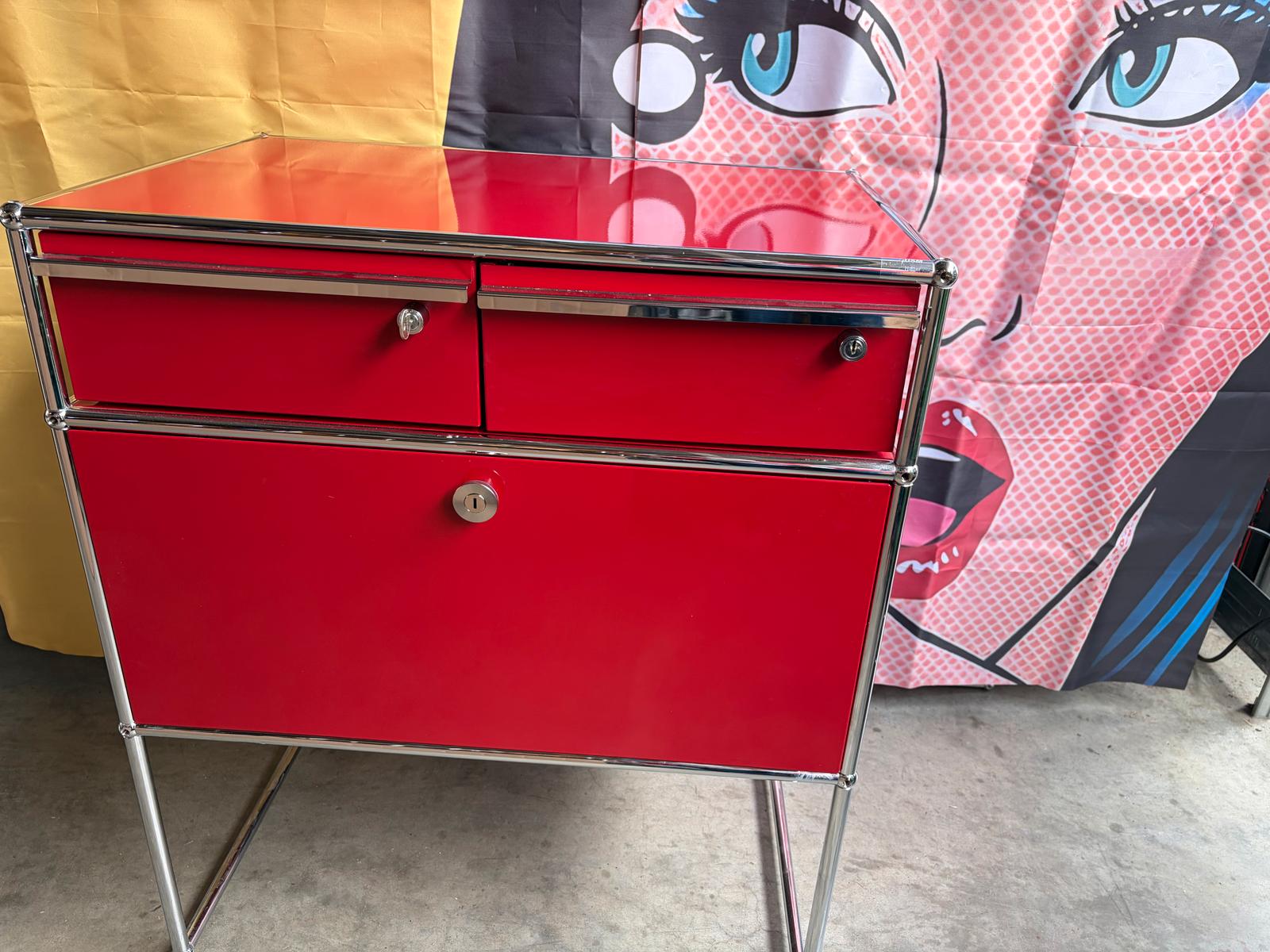 USM Haller Highboard Kommode Schubladen Auszug Rubinrot Rot
