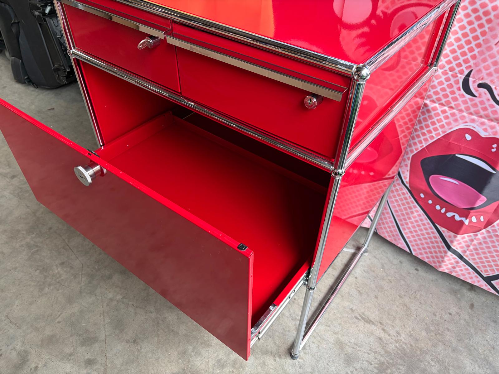 USM Haller Highboard Kommode Schubladen Auszug Rubinrot Rot - Bild 2