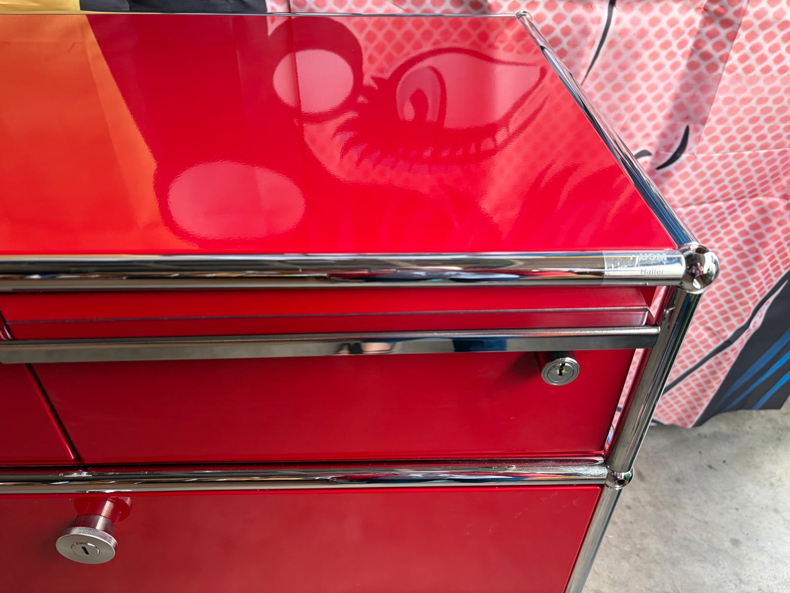 USM Haller Highboard Kommode Schubladen Auszug Rubinrot Rot - Bild 4
