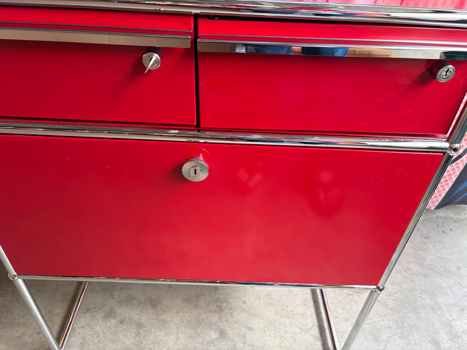 USM Haller Highboard Kommode Schubladen Auszug Rubinrot Rot - Bild 5