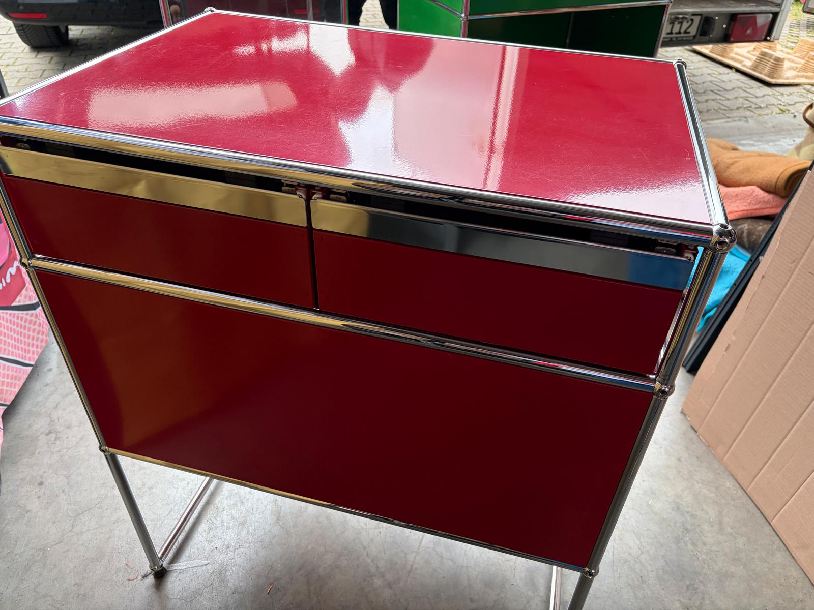 USM Haller Highboard Kommode Schubladen Auszug Rubinrot Rot - Bild 8